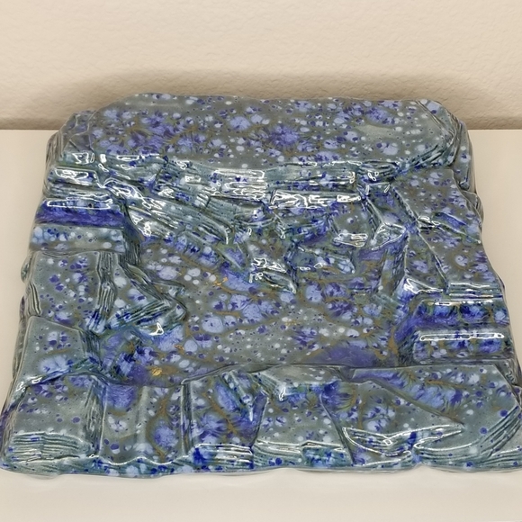 Holland Mold Pottery Large Ceramic Ashtray Mid Century- Modern Speckled Blues - Picture 3 of 15